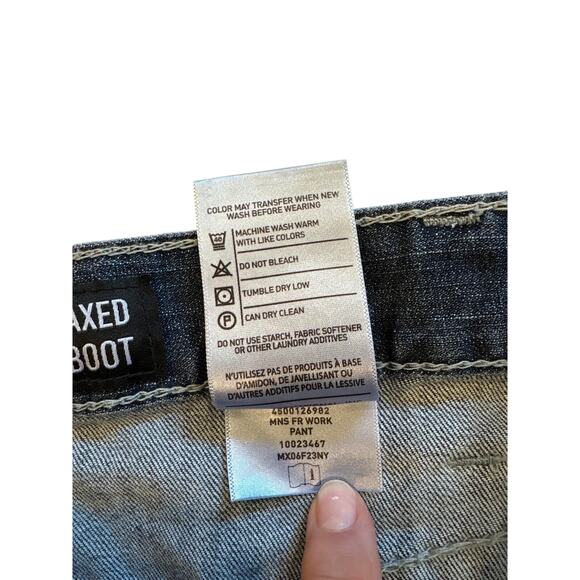 Ariat FR Jeans Men Sz 38x34 Blue Relaxed Boot M4 Distressed Denim CAT2 Workwear - Picture 7 of 11